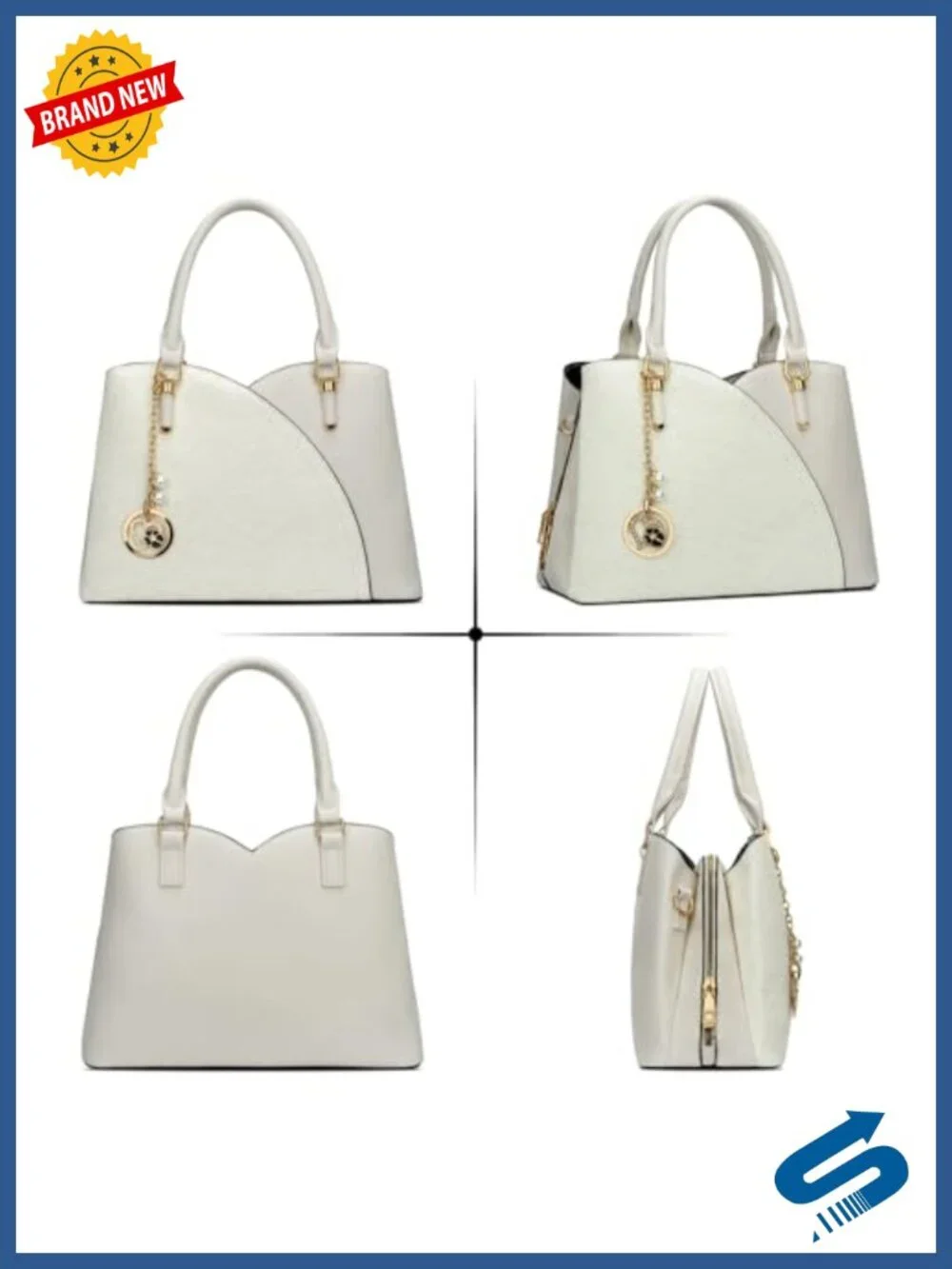 Vegan Leather Triple Compartment Satchel Handbag - Crossbody, Top Handle
